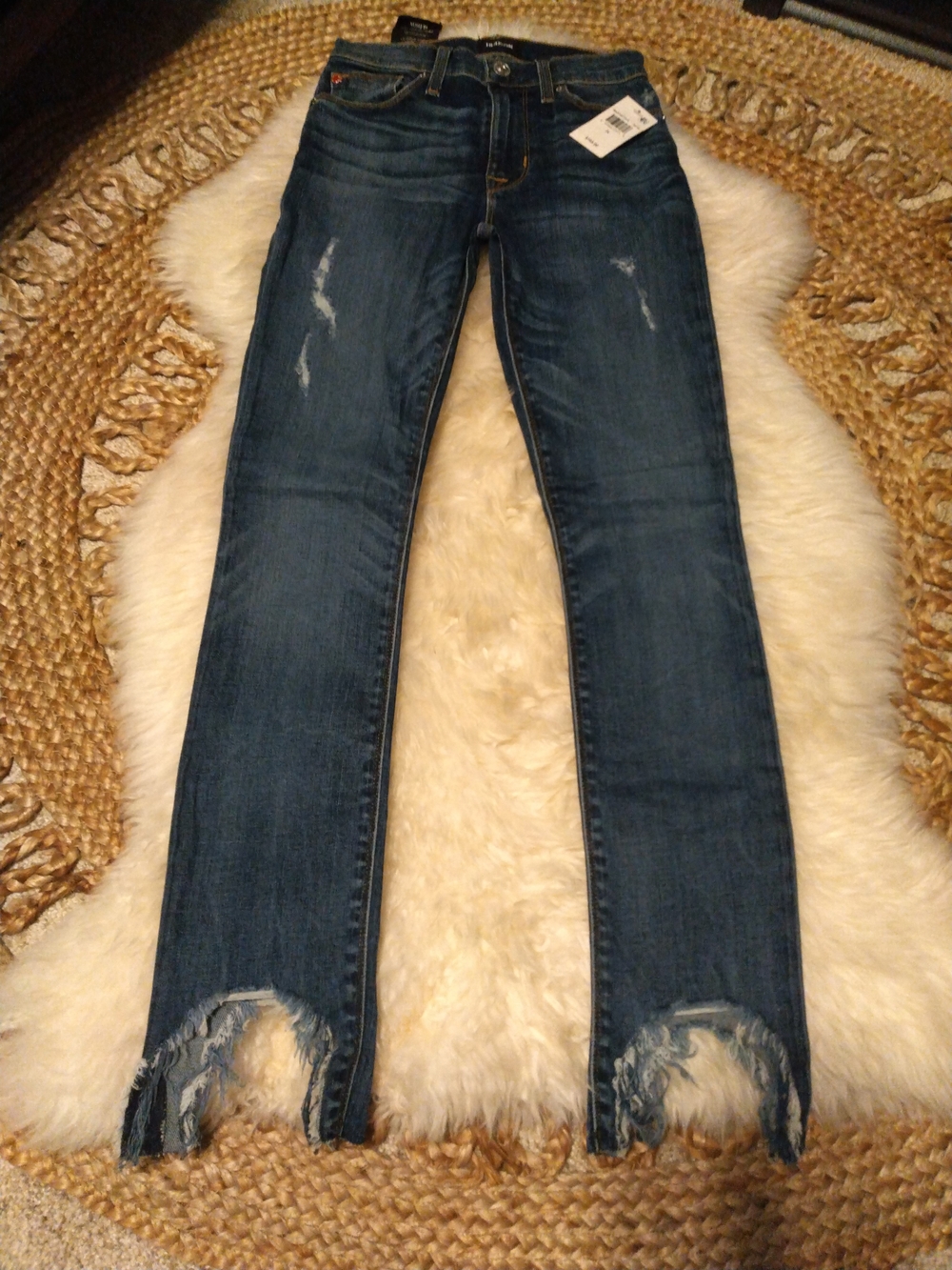 Hudson Women's Blue High waist Barbara Ankle Raw Hem Distressed Stretch 24
